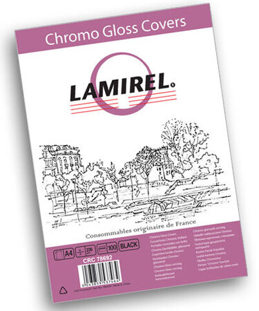 Обложки LA-78692 Lamirel Chromolux A4, лянцевые, цвет: черный, 230г/м²