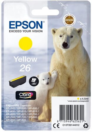 Картридж EPSON 26 желтый для XP-600/XP-700/XP-800