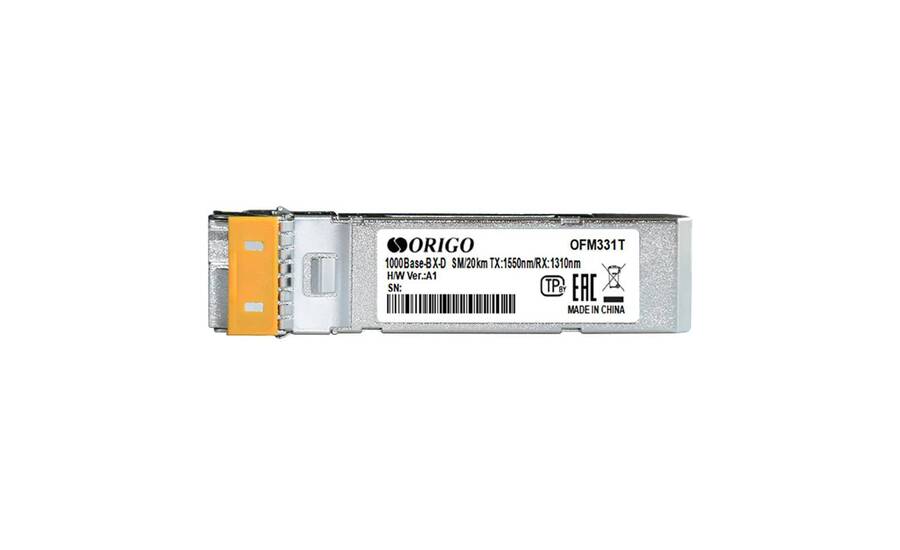 ORIGO OFM331T/20KM/A1A WDM SFP-трансивер, 1000Base-BX-D (Simplex LC), Tx: 1550нм, Rx: 1310нм, одномод, до 20км