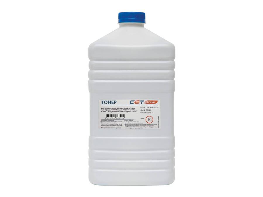 Тонер для OKI Pro9431, C300/C301/C3000/C500/C5000/C600 (Japan) Black, 500г/бут, (унив.) (Type 315-2) CET