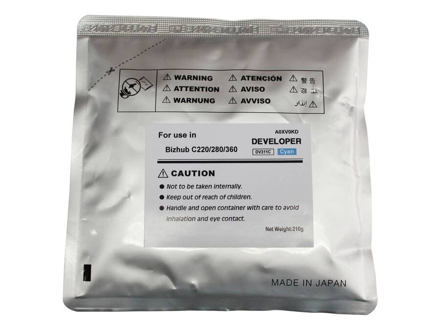 Девелопер для KONICA MINOLTA Bizhub C220/C280/C360 Cyan, 210г/пак, 114000 стр. (A0XV0KD/DV311C) CET