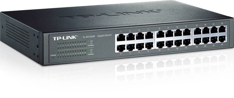 TP-Link TL-SG1024D 24-портовый гигабитный коммутатор, стальной корпус высотой 1U, монтируется в 13-дюймовую стойку