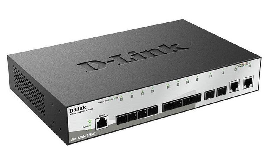 D-Link DGS-1210-12TS/ME Управляемый L2 коммутатор с 10 портами 1000Base-X SFP и 2 портами 10/100/1000Base-T