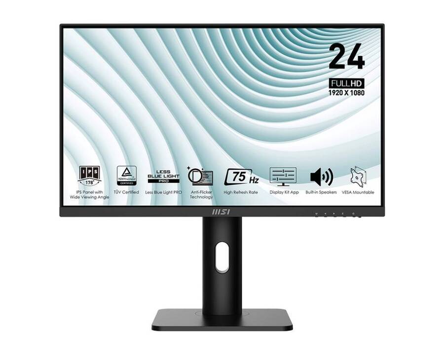 МОНИТОР 23.8 MSI PRO MP243P Black с поворотом экрана (IPS, 1920x1080, 75Hz, 5 ms, 178°/178°, 250 cd/m, 100M:1, +HDMI)