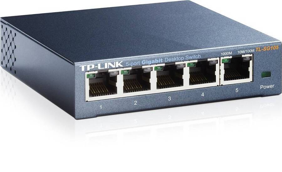 TP-Link TL-SG105 5-портовый гигабитный настольный коммутатор, 5 гигабитных портов RJ45, стальной настольный корпус