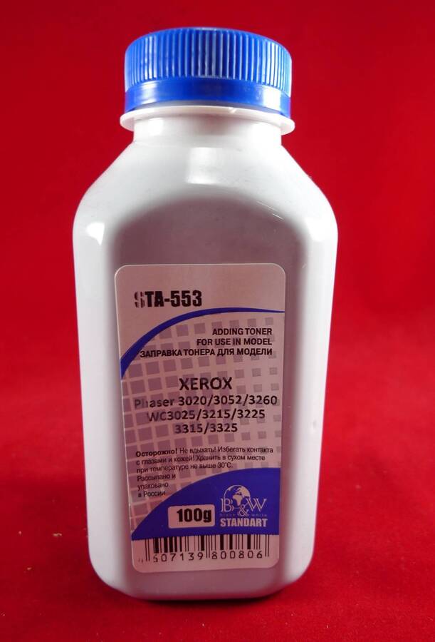 Тонер XEROX Phaser 3020/3052/3260, WC3025/3215/3225/3315/3325 (фл. 100г) B&W Standart фас.Россия