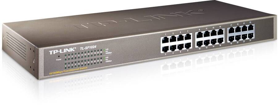 TP-Link TL-SF1024 24-портовый коммутатор 10/100 Мбит/с, стальной корпус высотой 1U, монтируется в 19-дюймовую стойку
