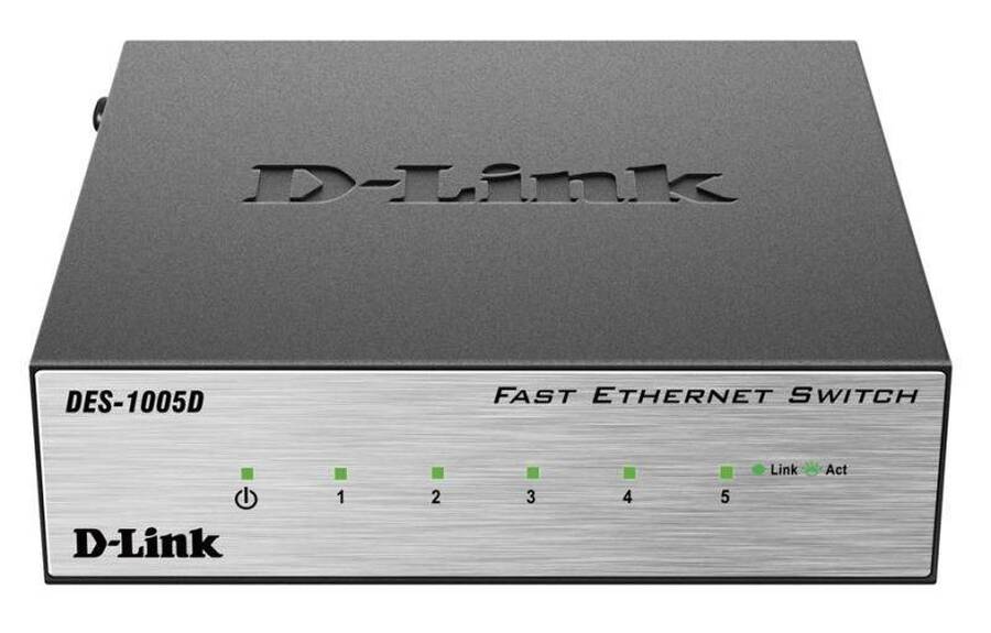 D-Link DES-1005D/O2B Неуправляемый коммутатор с 5 портами 10/100Base-TX