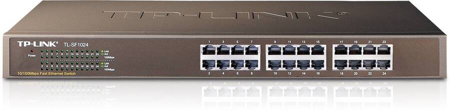 TP-Link TL-SF1024 24-портовый коммутатор 10/100 Мбит/с, стальной корпус высотой 1U, монтируется в 19-дюймовую стойку