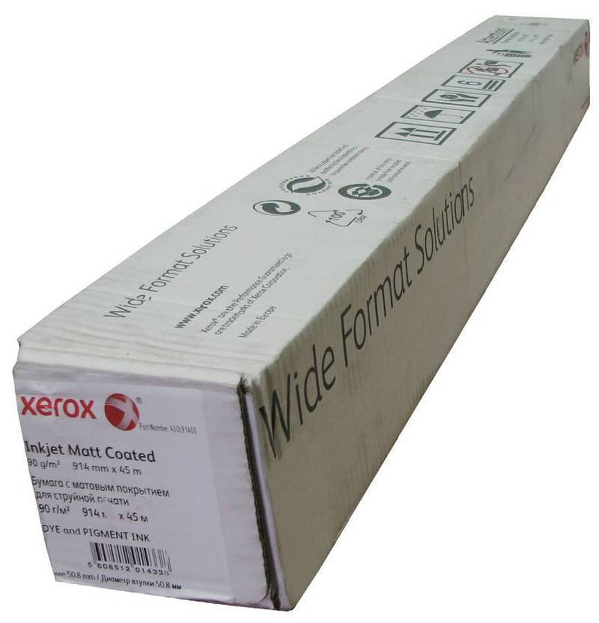 Бумага XEROX для струйной печати, с покрытием, матовая 120 гр.,(0.914х70 м,)