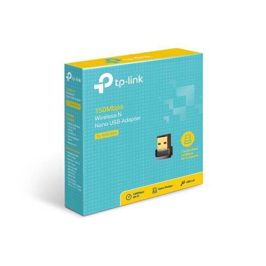 TP-Link TL-WN725N Ультракомпактный Wi-Fi USB адаптер N150, до 150 Мбит/с на 2,4 ГГц, USB 2.0