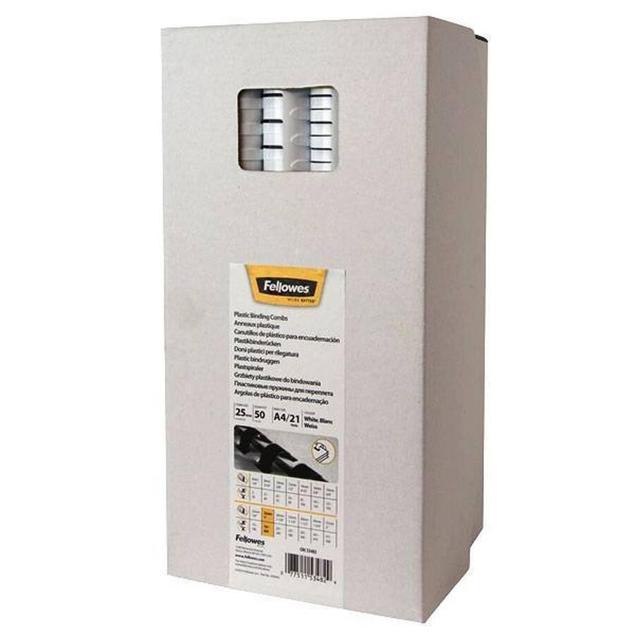 Пружины для переплета пластиковые Fellowes®, 32 мм. овал, (241-280 листов), 50 шт.,  21 кольцо, белые.