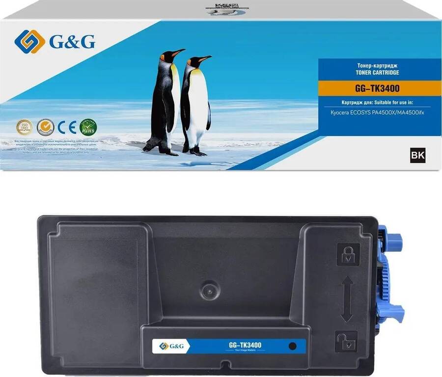 Тонер-картридж G&G, аналог Kyocera TK-3400 12.5k с чипом