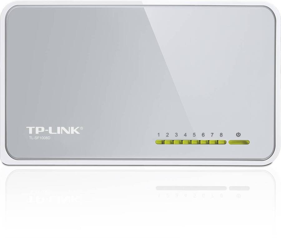 TP-Link TL-SF1008D 8-портовый настольный коммутатор 10/100 Мбит/с, пластиковый корпус