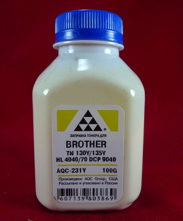 Тонер Brother TN 130Y/135Y HL 4040/50/70/DCP 9040 Yellow (фл. 100г) AQC-США фас.Россия