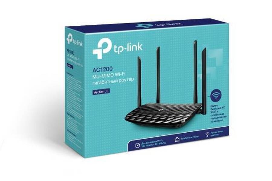 TP-Link Archer C6 V2 Двухдиапазонный Wi-Fi роутер AC1200, до 300 Мбит/с на 2,4 ГГц + до 867 Мбит/с на 5 ГГц
