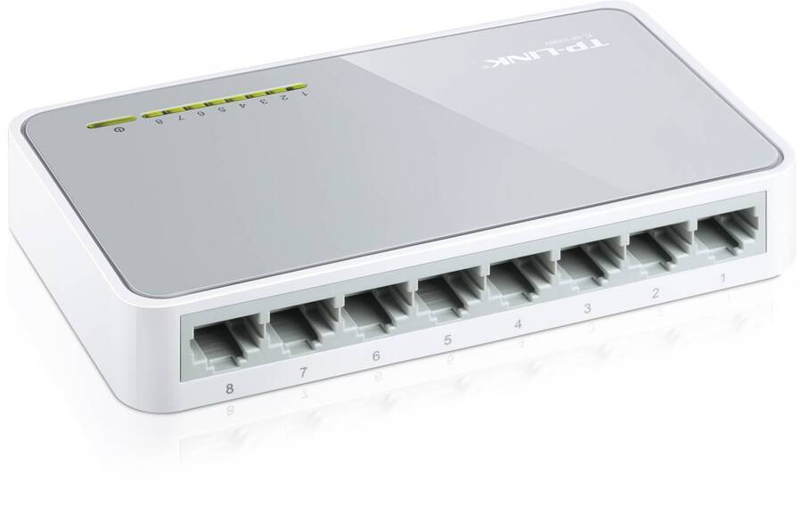 TP-Link TL-SF1008D 8-портовый настольный коммутатор 10/100 Мбит/с, пластиковый корпус