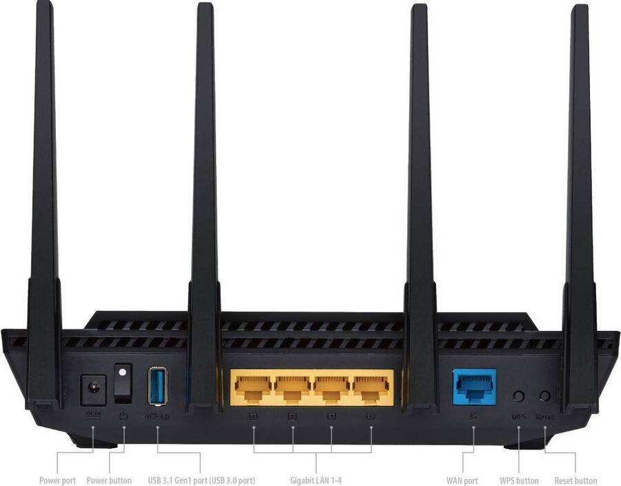 ASUS RT-AX58U (90IG06Q0-MO3B00) Двухдиапазонный AiMesh-маршрутизатор AX3000, 2.4/5 ГГц, 2976 Мбит/с, LAN 4х1 Гбит/с
