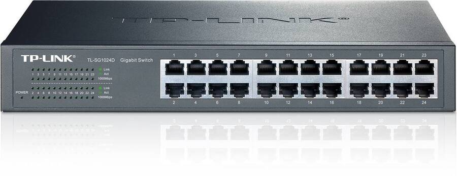 TP-Link TL-SG1024D 24-портовый гигабитный коммутатор, стальной корпус высотой 1U, монтируется в 13-дюймовую стойку
