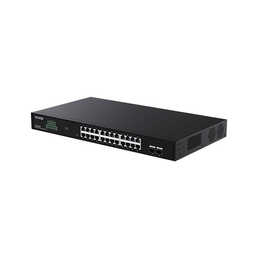 Tenda TEG2226F Коммутатор облачный управляемый, 24x1 Гбит/с, SFP 2x1 Гбит/с, установка в стойку, металлический корпус