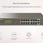 Tenda TEG1116P-16-150W Коммутатор неуправляемый PoE, 16 портов, 16x1 Гбит/с, PoE 16х30 Вт (до 135Вт), установка в стойку