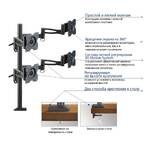Кронштейн Kromax OFFICE-4 черный для 4-х мониторов LCD 15-32, настольный, VESA 75x75/100x100, высота max 838 мм