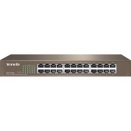 Tenda TEF1024D Коммутатор неуправляемый, 24 порта, 24x100 Мбит/с, установка в стойку, металлический корпус