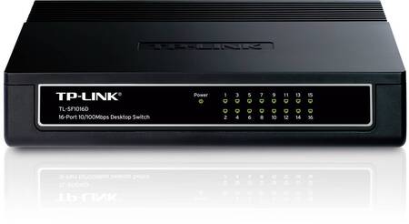 TP-Link TL-SF1016D 16-портовый настольный коммутатор 10/100 Мбит/с, 16 портов RJ45 10/100 Мбит/с, пластиковый корпус
