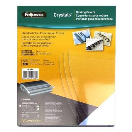 Обложки Transparent, A4,  Fellowes®, 200 мкм., 100 шт., прозрачный дымчатый ПВХ