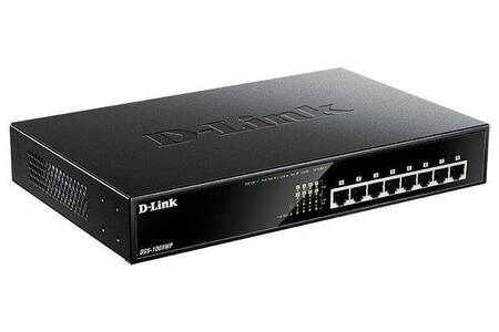 D-Link DGS-1008MP/B1A Неуправляемый коммутатор с 8 портами 10/100/1000Base-T с поддержкой PoE 802.3af/at (PoE 125 Вт)