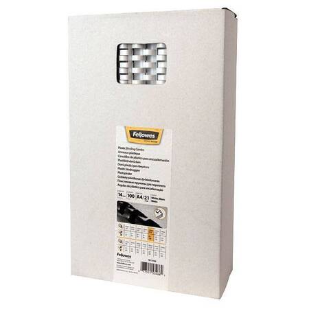 Пружины для переплета пластиковые Fellowes®, 14 мм., (81-100 листов), 100 шт.,  21 кольцо, белые.