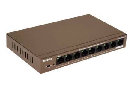 Tenda TEG1109P-8-102W Коммутатор неуправляемый PoE, 9 портов, 9x1 Гбит/с, PoE 8х92 Вт, настольный