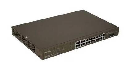 Tenda TEG1126P-24-410W Коммутатор неуправляемый PoE, 24 порта, 24x1 Гбит/с, PoE 24х30 Вт (до 370Вт), SFP 2x1 Гбит/с