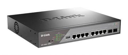 D-Link DSS-200G-10MPP/A1A Настраиваемый L2 коммутатор с 8 портами 10/100/1000Base-T и 2 портами 1000Base-X SFP