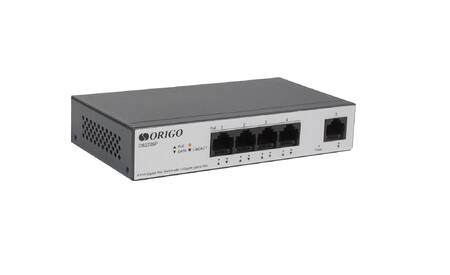 ORIGO OS2205P/60W/A1A Неуправляемый PoE-коммутатор 4x1000Base-T PoE+, 1x1000Base-T, PoE-бюджет 60 Вт, корпус металл