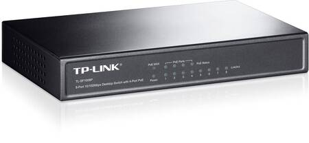 TP-Link TL-SF1008P 8-портовый настольный коммутатор 10/100 Мбит/с с 4 портами PoE+, стальной корпус