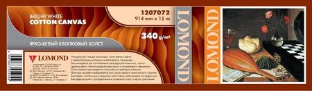 Холст LOMOND хлопковый, ярко-белый, матовый 914мм х 15м 340 г/м2  втулка 2/50,8мм