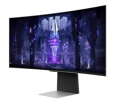 МОНИТОР 34 Samsung S34BG850SI Silver с поворотом экрана (OLED, изогнутый, 3440x1440, 175Hz, 0.03 ms, 178°/178°, 1000 cd