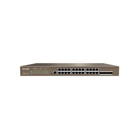 Tenda TEG5328P-24-410W Коммутатор управляемый PoE L3, 28 портов, 28х1 Гбит/с, PoE 24х30 Вт (до 370Вт), SFP 4х1 Гбит/с
