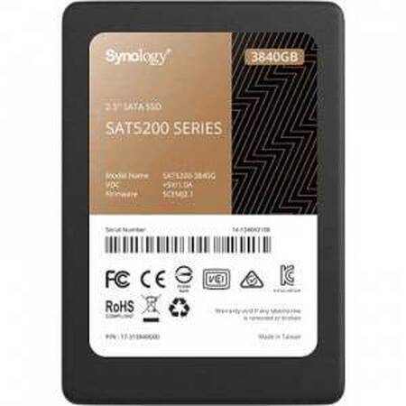 Synology SAT5220-3840G Жесткий диск SSD SATA 2,5, 3,84Tb, R530/W500 МБ/с, 6 Гбит/с
