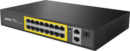 Netis P116GH Коммутатор неуправляемый PoE+, 18 портов, 16x100 Мбит/с, PoE+ 16х30 Вт (до 240Вт), Uplink RJ45 2*1 Гбит/с