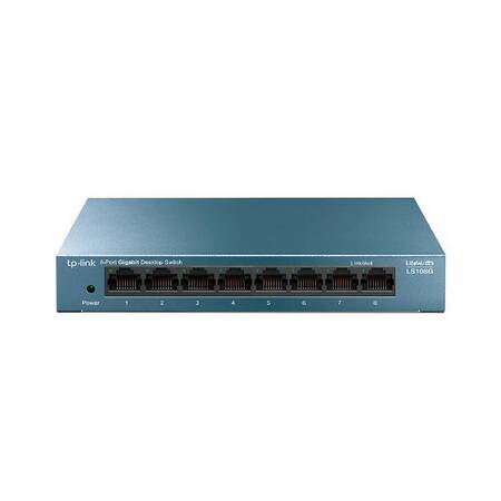 TP-Link LS108G 8-портовый гигабитный настольный коммутатор, 8 гигабитных портов RJ45, стальной настольный корпус