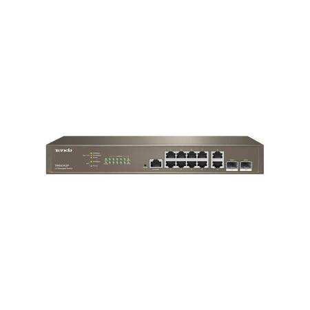 Tenda TEG5312F Коммутатор управляемый L3, 12 портов, 10х1 Гбит/с, Base-X SFP 2х1 Гбит/с, настольный