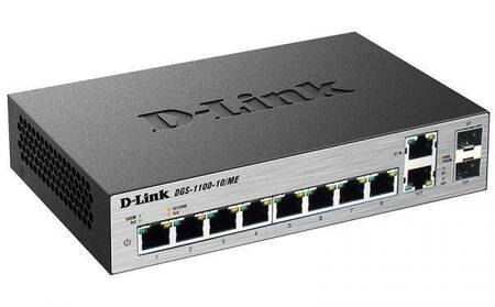 D-Link DGS-1100-10/ME/A2A Управляемый L2 коммутатор с 8 портами 10/100/1000Base-T и 2 комбо-портами 100/1000Base-T/SFP