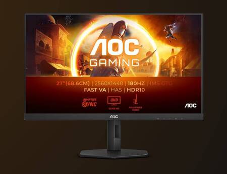 МОНИТОР 27 AOC Q27G4XN Black с поворотом экрана (VA, 2560x1440, 180Hz, 0.5 ms, 178°/178°, 300 cd/m, 80M:1, +2xHDMI 2.0)
