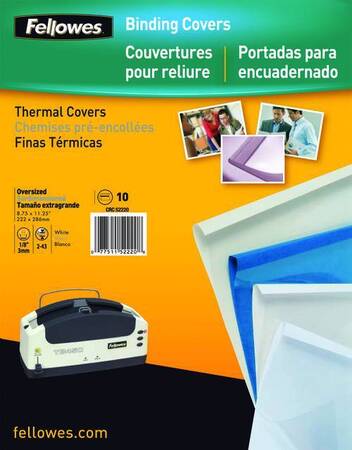 Обложки для термопереплета A4,  Fellowes®, 4 мм, (33-43) 100 шт., вверх - прозрачный ПВХ, низ - глянцевый белый картон