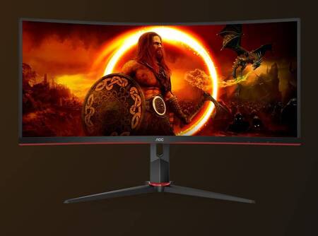 МОНИТОР 34 AOC CU34G2XP Black-Red (VA, изогнутый, 3440x1440, 180Hz, 1 ms, 178°/178°, 430 cd/m, 4000:1,+2xHDMI 2.0,2xDP)