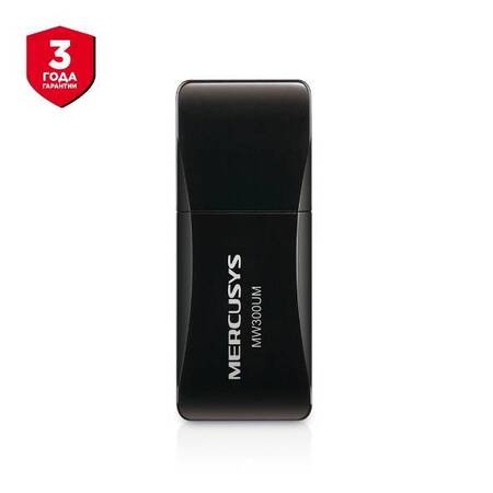 Mercusys MW300UM Мини Wi-Fi USB-адаптер N300, до 300 Мбит/с на 2,4 ГГц, USB 2.0, 2 встроенные антенны