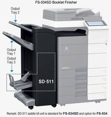 Финишер-степлер-буклетмейкер Konica-Minolta FS-534 SD Embedded Finisher/Saddle Sticher (сшивание 50 л/перегиб/отрез)